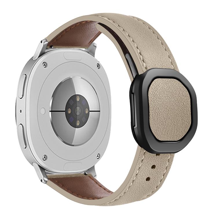 For Samsung Galaxy Watch8 / Watch8 Classic Magnetic Fold Genuine Buckle Leather Watch Band(Apricot) by bashfashion