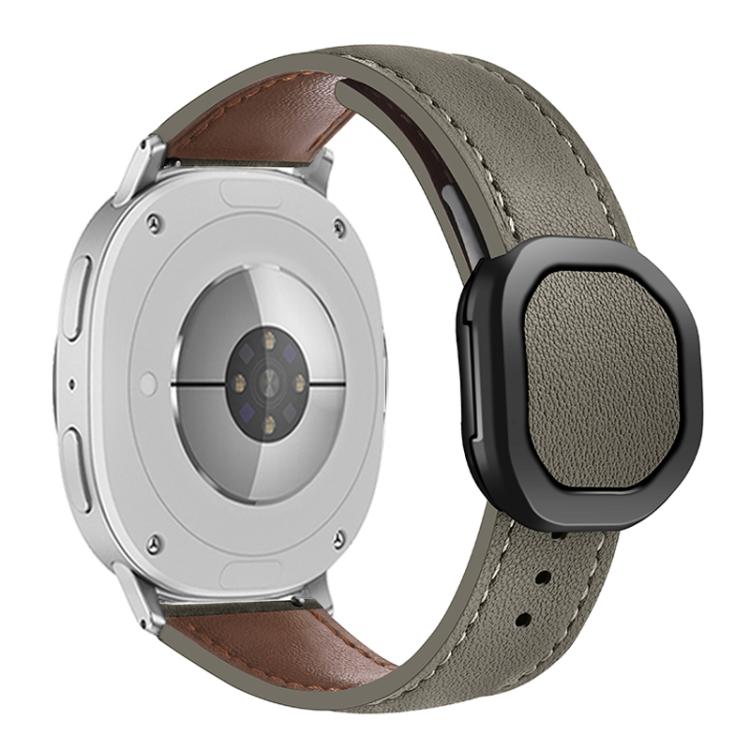 For Samsung Galaxy Watch8 / Watch8 Classic Magnetic Fold Genuine Buckle Leather Watch Band(Grey Brown) by bashfashion