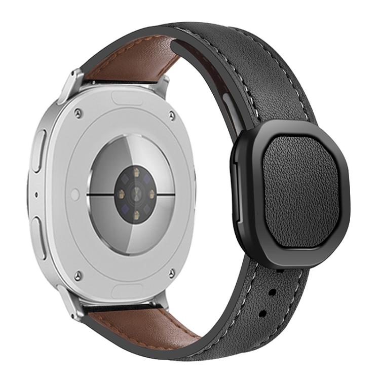 For Samsung Galaxy Watch8 / Watch8 Classic Magnetic Fold Genuine Buckle Leather Watch Band(Black) by bashfashion
