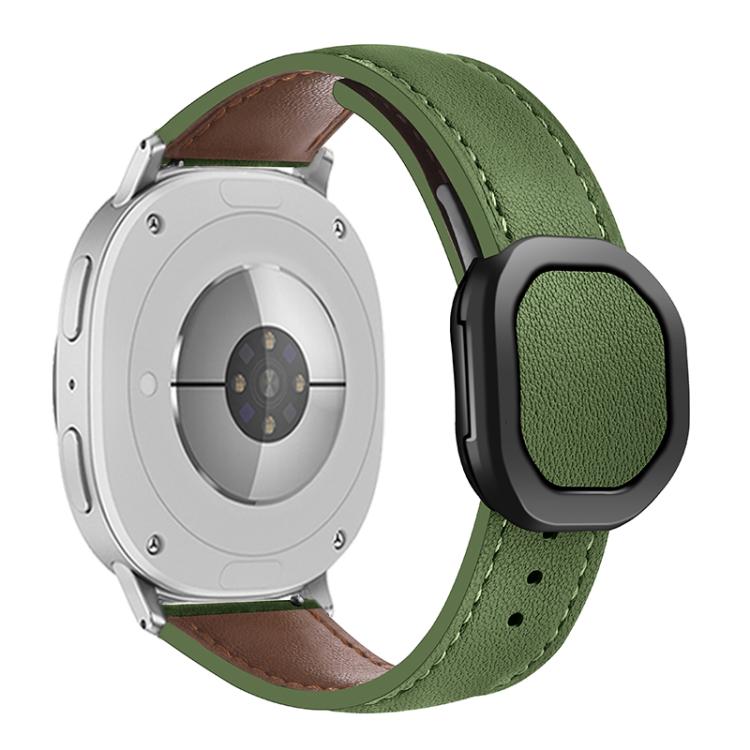 For Samsung Galaxy Watch8 / Watch8 Classic Magnetic Fold Genuine Buckle Leather Watch Band(Army Green) by bashfashion