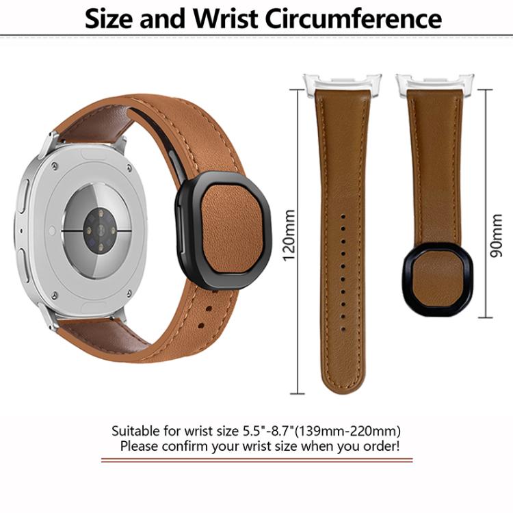 For Samsung Galaxy Watch8 / Watch8 Classic Magnetic Fold Genuine Buckle Leather Watch Band(Bean Paste) by bashfashion