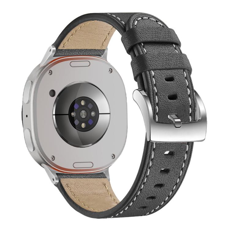 For Samsung Galaxy Watch8 / Watch8 Classic Round Tail Square Buckle Leather Watch Band(Black) by bashfashion