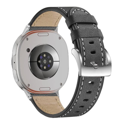 For Samsung Galaxy Watch8 / Watch8 Classic Round Tail Square Buckle Leather Watch Band(Black) by bashfashion