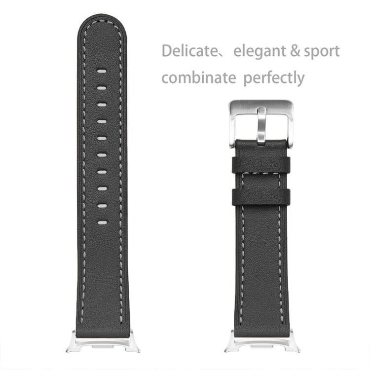 For Samsung Galaxy Watch8 / Watch8 Classic Round Tail Square Buckle Leather Watch Band(Black) by bashfashion
