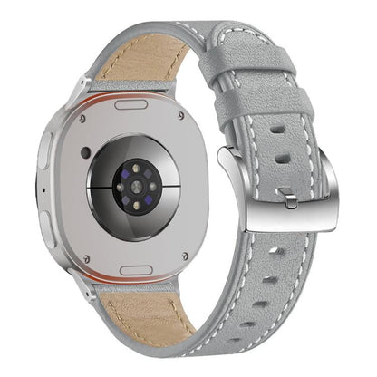 For Samsung Galaxy Watch8 / Watch8 Classic Round Tail Square Buckle Leather Watch Band(Gray) by bashfashion