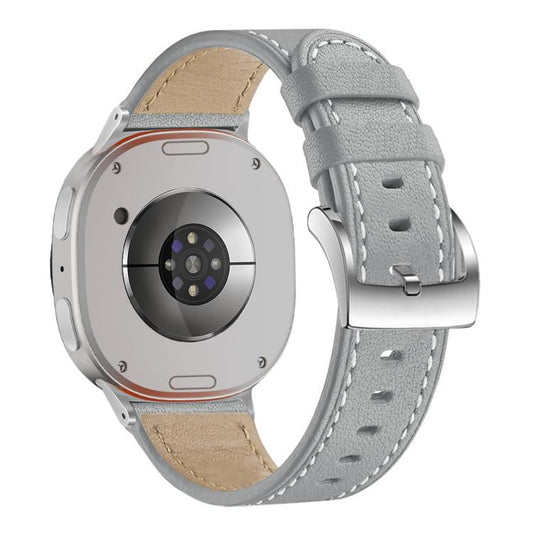 For Samsung Galaxy Watch8 / Watch8 Classic Round Tail Square Buckle Leather Watch Band(Gray) by bashfashion