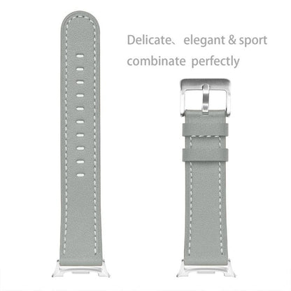 For Samsung Galaxy Watch8 / Watch8 Classic Round Tail Square Buckle Leather Watch Band(Gray) by bashfashion