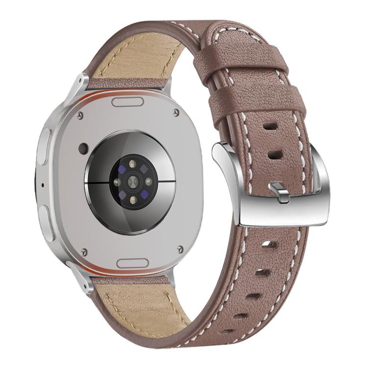 For Samsung Galaxy Watch8 / Watch8 Classic Round Tail Square Buckle Leather Watch Band(Cocoa) by bashfashion