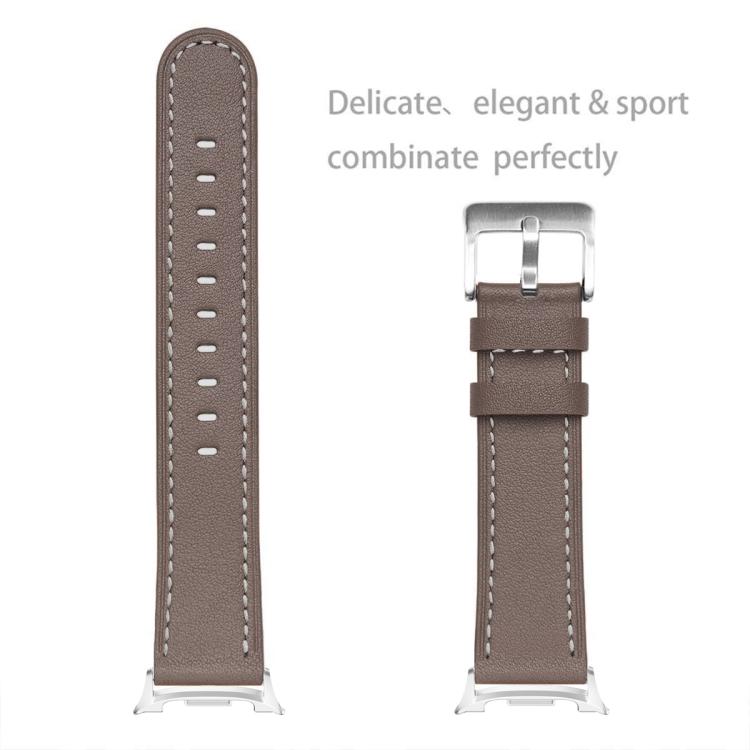 For Samsung Galaxy Watch8 / Watch8 Classic Round Tail Square Buckle Leather Watch Band(Cocoa) by bashfashion