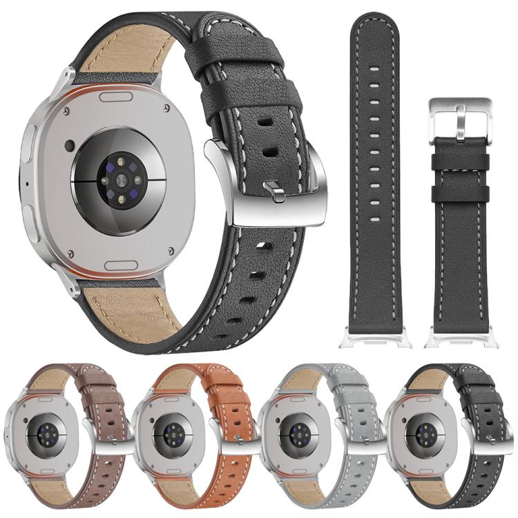 For Samsung Galaxy Watch8 / Watch8 Classic Round Tail Square Buckle Leather Watch Band(Cocoa) by bashfashion