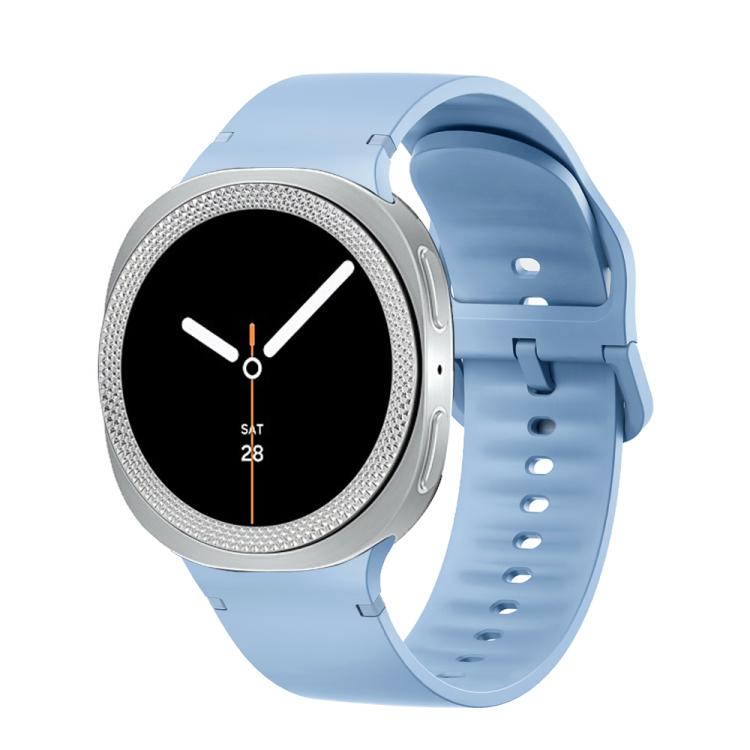 For Samsung Galaxy Watch8 44mm Rhombic Texture Bezel and Solid Color Stitched Silicone Watch Band(Light Blue Silver) by bashfashion
