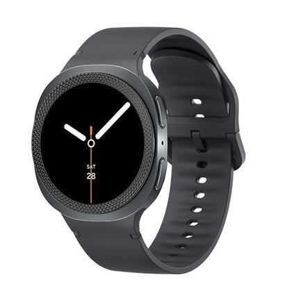 For Samsung Galaxy Watch8 44mm Rhombic Texture Bezel and Solid Color Stitched Silicone Watch Band(Dark Gray Black) by bashfashion