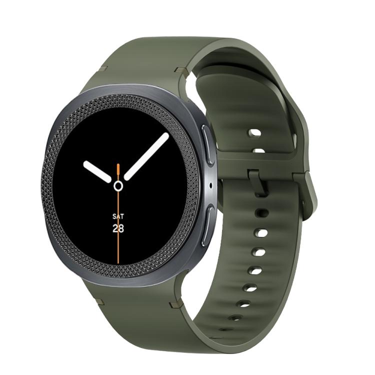 For Samsung Galaxy Watch8 44mm Rhombic Texture Bezel and Solid Color Stitched Silicone Watch Band(Army Green Black) by bashfashion