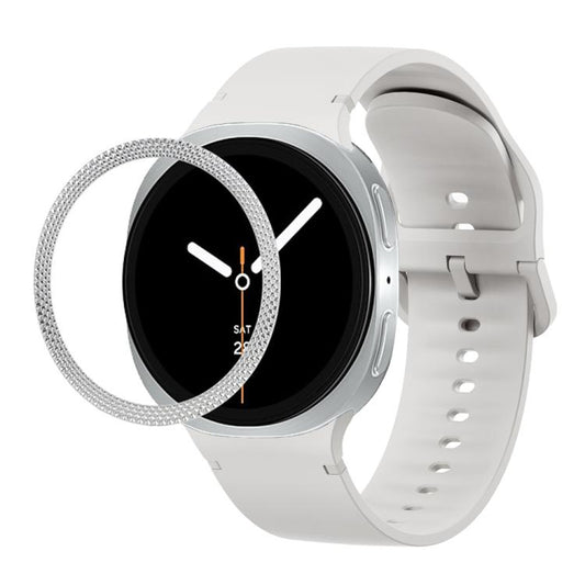 For Samsung Galaxy Watch8 40mm Rhombic Texture Bezel and Solid Color Stitched Silicone Watch Band(Lime White Silver) by bashfashion