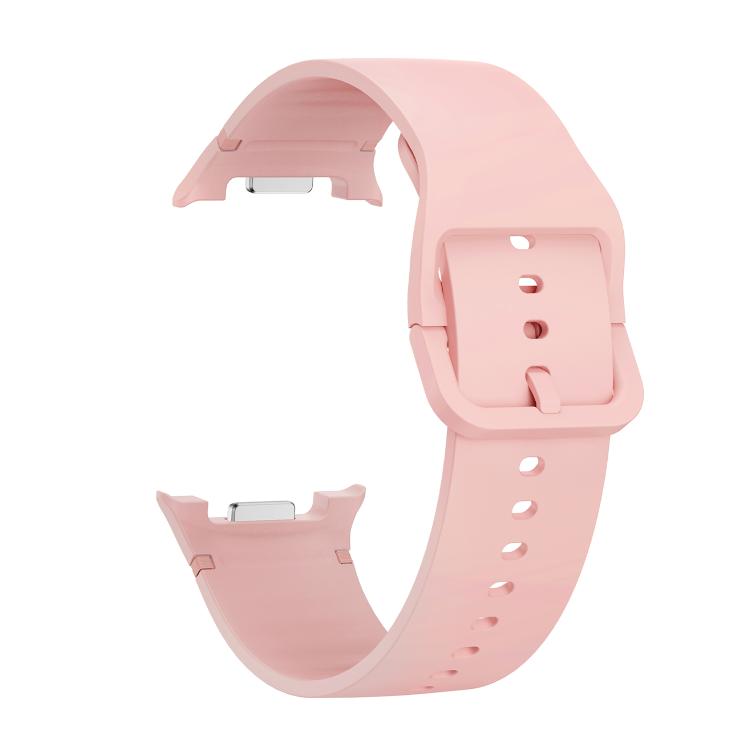 For Samsung Galaxy Watch8 40mm Rhombic Texture Bezel and Solid Color Stitched Silicone Watch Band(Pink Silver) by bashfashion