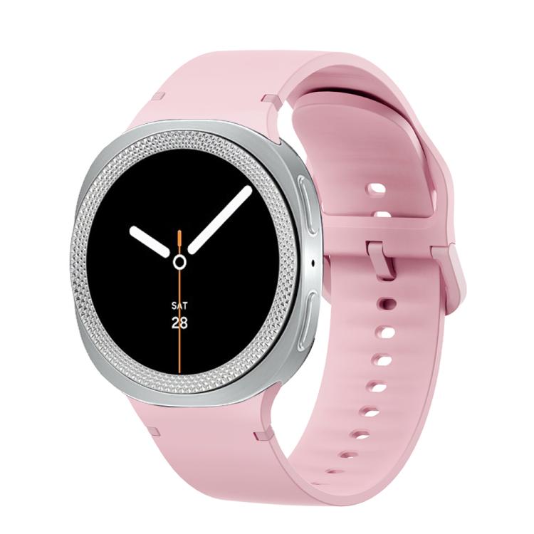 For Samsung Galaxy Watch8 40mm Rhombic Texture Bezel and Solid Color Stitched Silicone Watch Band(Light Pink Silver) by bashfashion