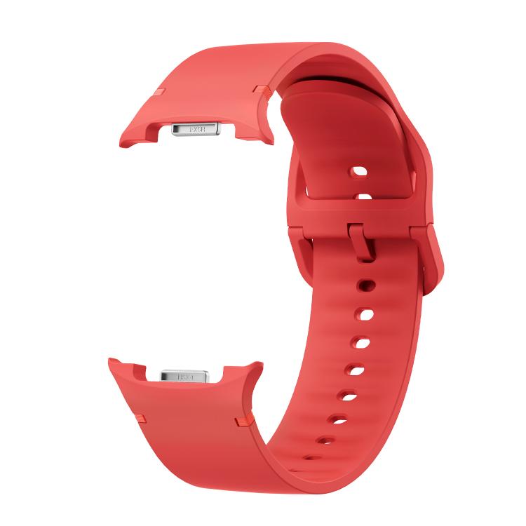 For Samsung Galaxy Watch8 40mm Rhombic Texture Bezel and Solid Color Stitched Silicone Watch Band(Red Silver) by bashfashion