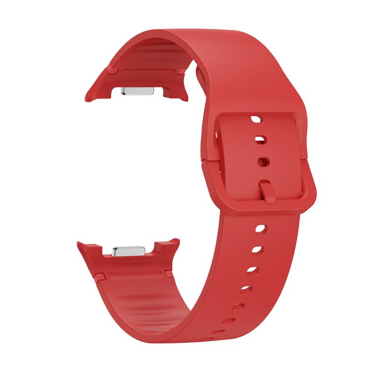 For Samsung Galaxy Watch8 40mm Rhombic Texture Bezel and Solid Color Stitched Silicone Watch Band(Red Silver) by bashfashion