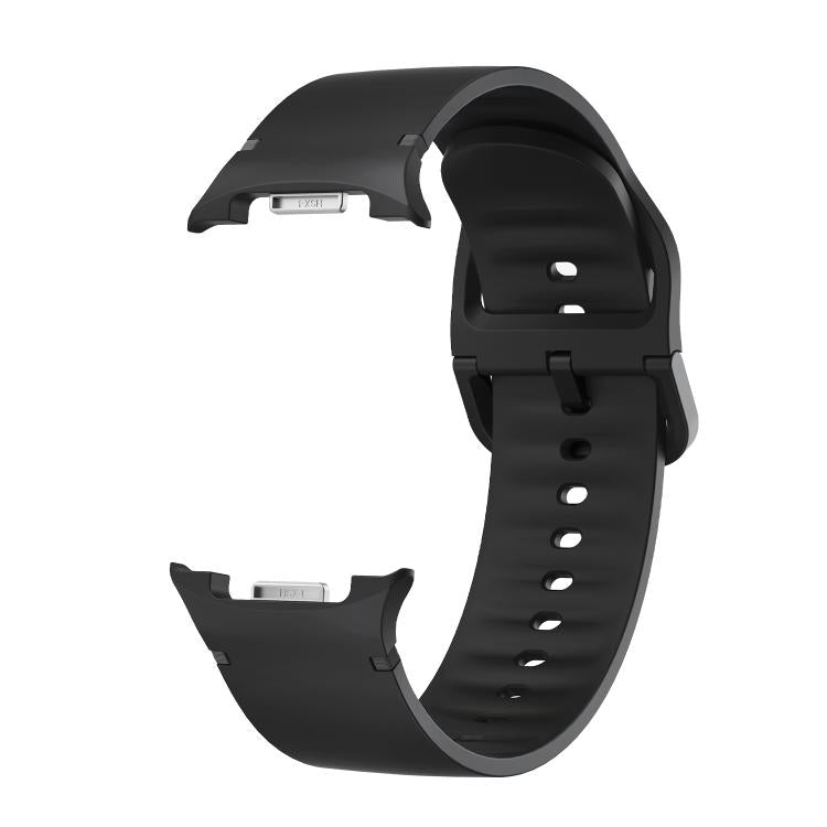 For Samsung Galaxy Watch8 40mm Rhombic Texture Bezel and Solid Color Stitched Silicone Watch Band(Black Black) by bashfashion