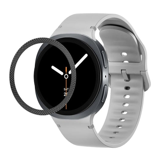 For Samsung Galaxy Watch8 40mm Rhombic Texture Bezel and Solid Color Stitched Silicone Watch Band(Gray Black) by bashfashion