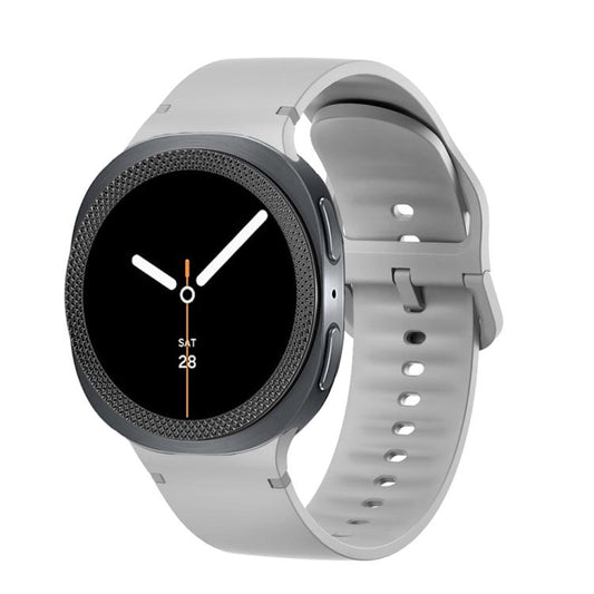 For Samsung Galaxy Watch8 40mm Rhombic Texture Bezel and Solid Color Stitched Silicone Watch Band(Gray Black) by bashfashion