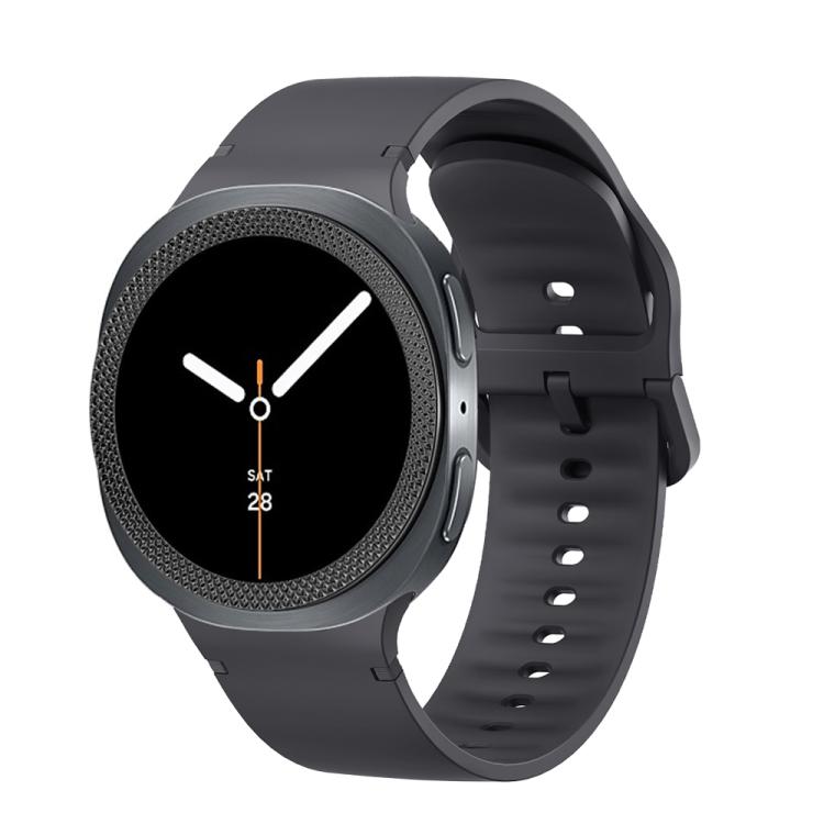 For Samsung Galaxy Watch8 40mm Rhombic Texture Bezel and Solid Color Stitched Silicone Watch Band(Dark Gray Black) by bashfashion