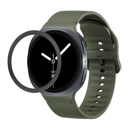 For Samsung Galaxy Watch8 40mm Rhombic Texture Bezel and Solid Color Stitched Silicone Watch Band(Army Green Black) by bashfashion