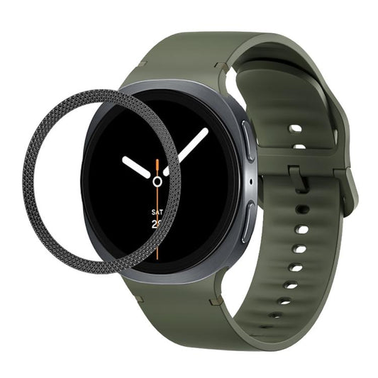 For Samsung Galaxy Watch8 40mm Rhombic Texture Bezel and Solid Color Stitched Silicone Watch Band(Army Green Black) by bashfashion