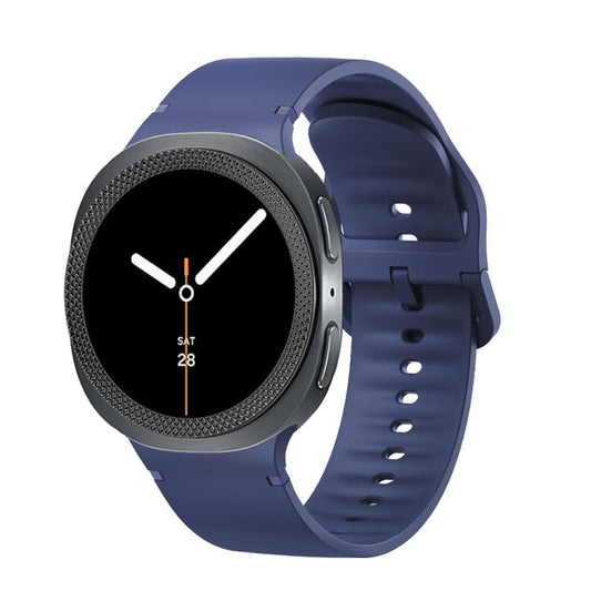 For Samsung Galaxy Watch8 40mm Rhombic Texture Bezel and Solid Color Stitched Silicone Watch Band(Midnight Blue Black) by bashfashion