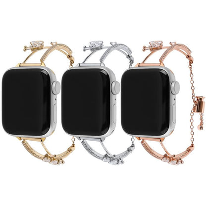 For Apple Watch 46mm / 49mm / 45mm / 44mm Copper-Inlaid Butterfly Zircon Bracelet Watch Band(Rose Gold) by bashfashion