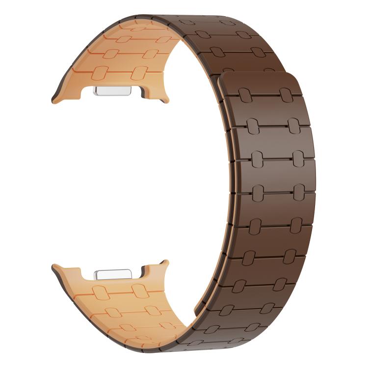 For Samsung Galaxy Watch8 / Watch8 Classic Integrated Magnetic Silicone Watch Band(Dark Brown+Light Brown) by bashfashion