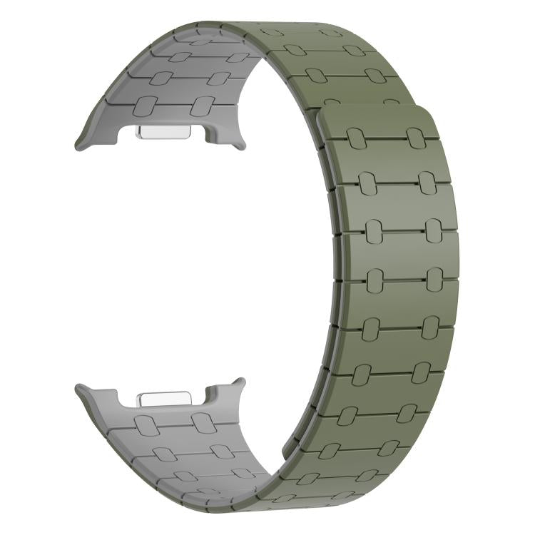 For Samsung Galaxy Watch8 / Watch8 Classic Integrated Magnetic Silicone Watch Band(Green+Gray) by bashfashion