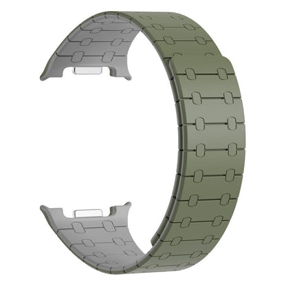 For Samsung Galaxy Watch8 / Watch8 Classic Integrated Magnetic Silicone Watch Band(Green+Gray) by bashfashion