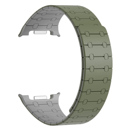 For Samsung Galaxy Watch8 / Watch8 Classic Integrated Magnetic Silicone Watch Band(Green+Gray) by bashfashion