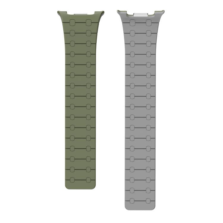 For Samsung Galaxy Watch8 / Watch8 Classic Integrated Magnetic Silicone Watch Band(Green+Gray) by bashfashion