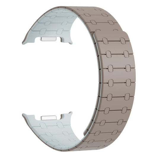 For Samsung Galaxy Watch8 / Watch8 Classic Integrated Magnetic Silicone Watch Band(Khaki+Light Cyan) by bashfashion