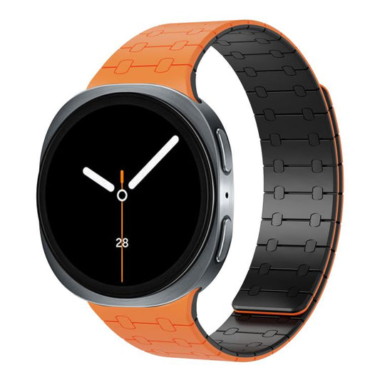 For Samsung Galaxy Watch8 / Watch8 Classic Integrated Magnetic Silicone Watch Band(Orange+Black) by bashfashion