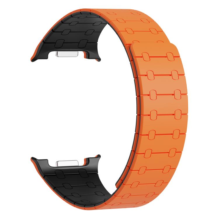 For Samsung Galaxy Watch8 / Watch8 Classic Integrated Magnetic Silicone Watch Band(Orange+Black) by bashfashion
