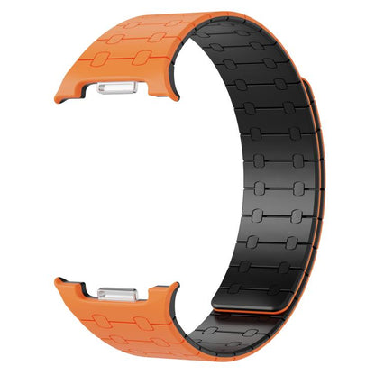 For Samsung Galaxy Watch8 / Watch8 Classic Integrated Magnetic Silicone Watch Band(Orange+Black) by bashfashion