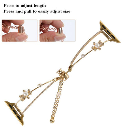 For Apple Watch 46mm / 49mm / 45mm / 44mm Copper-Inlaid Bear Zircon Bracelet Watch Band(Siver) by bashfashion