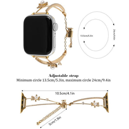For Apple Watch 46mm / 49mm / 45mm / 44mm Copper-Inlaid Bear Zircon Bracelet Watch Band(Siver) by bashfashion