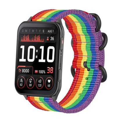 For Garmin Venu X1 Ring Buckle Nylon Canvas Watch Band(Rainbow) by bashfashion