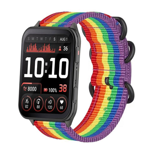 For Garmin Venu X1 Ring Buckle Nylon Canvas Watch Band(Rainbow) by bashfashion