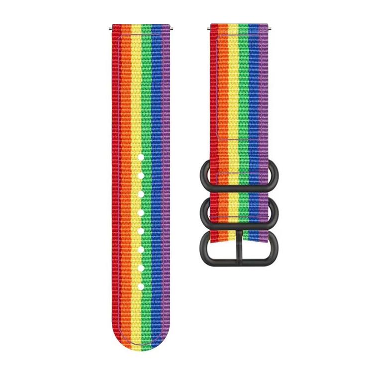 For Garmin Venu X1 Ring Buckle Nylon Canvas Watch Band(Rainbow) by bashfashion
