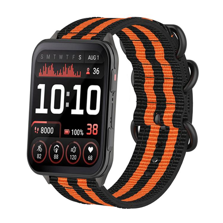 For Garmin Venu X1 Ring Buckle Nylon Canvas Watch Band(Black Orange) by bashfashion