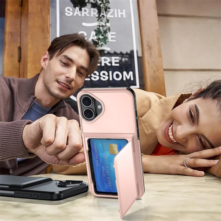 For iPhone 16 Kalebol Flip Card Wallet Holder Shockproof Phone Case(Blue) by Kalebol