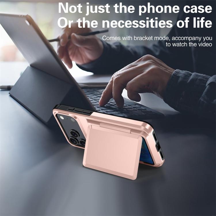 For iPhone 17 Pro Max Kalebol Flip Card Wallet Holder Shockproof Phone Case(Rose Gold) by Kalebol