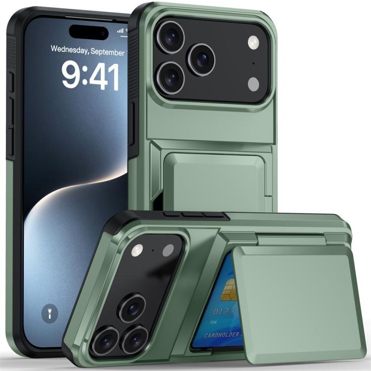 For iPhone 17 Pro Max Kalebol Flip Card Wallet Holder Shockproof Phone Case(Army Green) by Kalebol