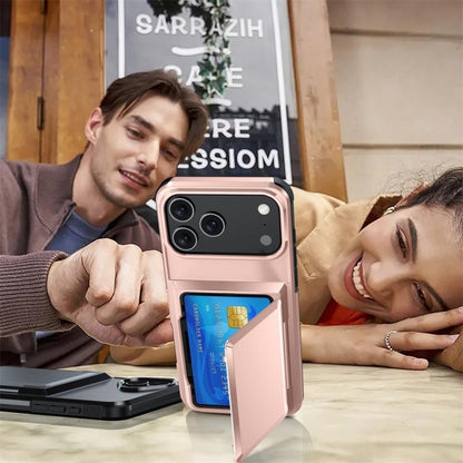 For iPhone 17 Pro Kalebol Flip Card Wallet Holder Shockproof Phone Case(Rose Gold) by Kalebol