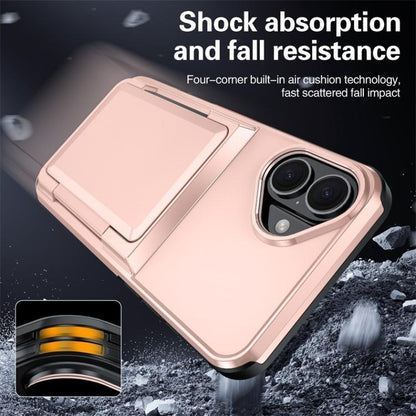 For iPhone 17 Kalebol Flip Card Wallet Holder Shockproof Phone Case(Rose Gold) by Kalebol